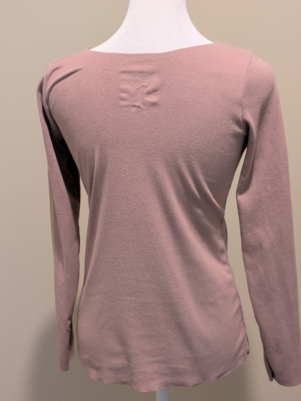 Dusty Pink Lace-Trim V-Neck  Bodice  Long Sleeve Thermal Top - Picture 4 of 8